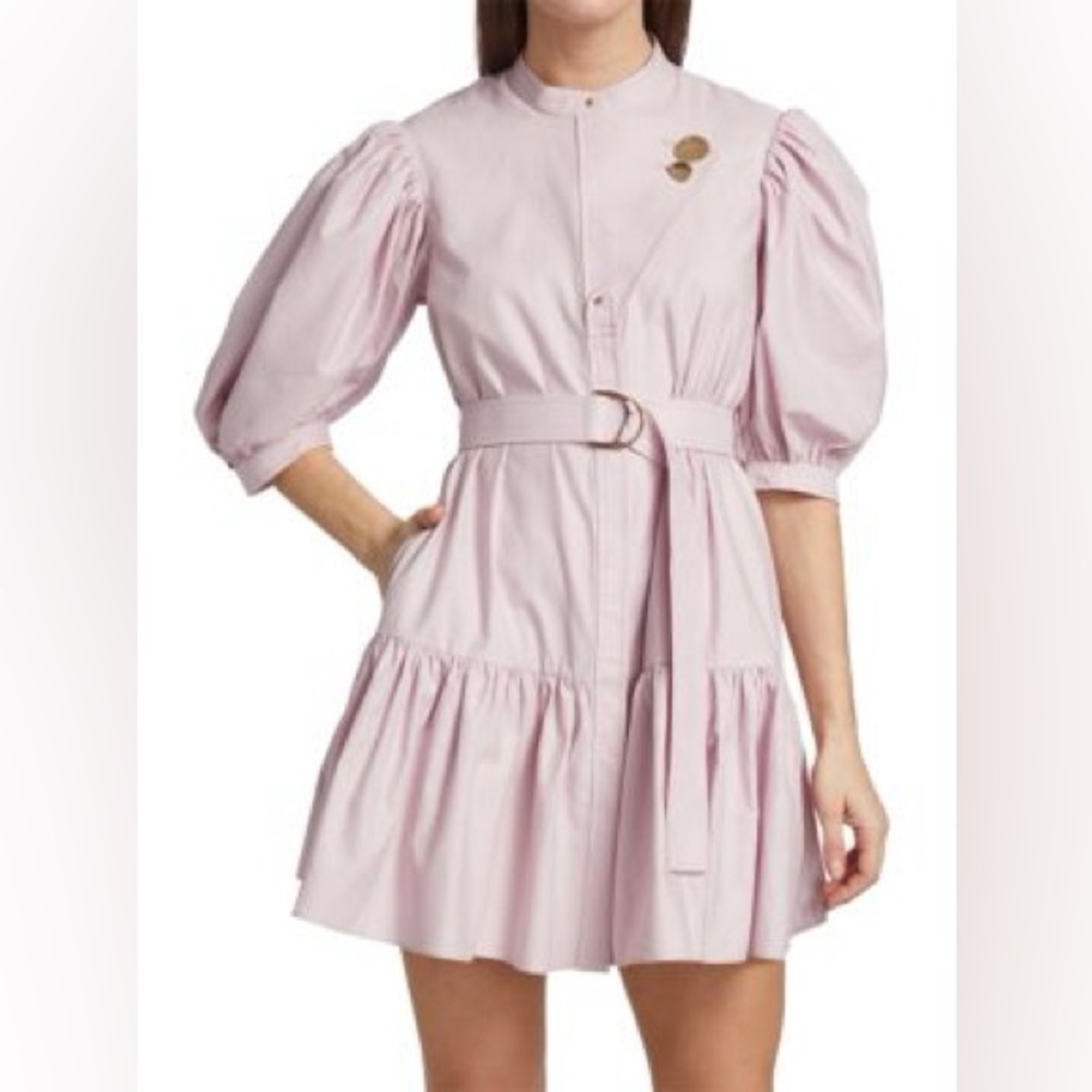 ACLER Pink Ruffled Button-Up Dress